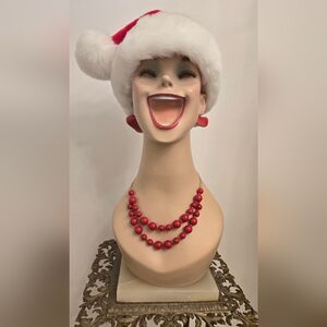 Retro Double String Red Beaded Necklace